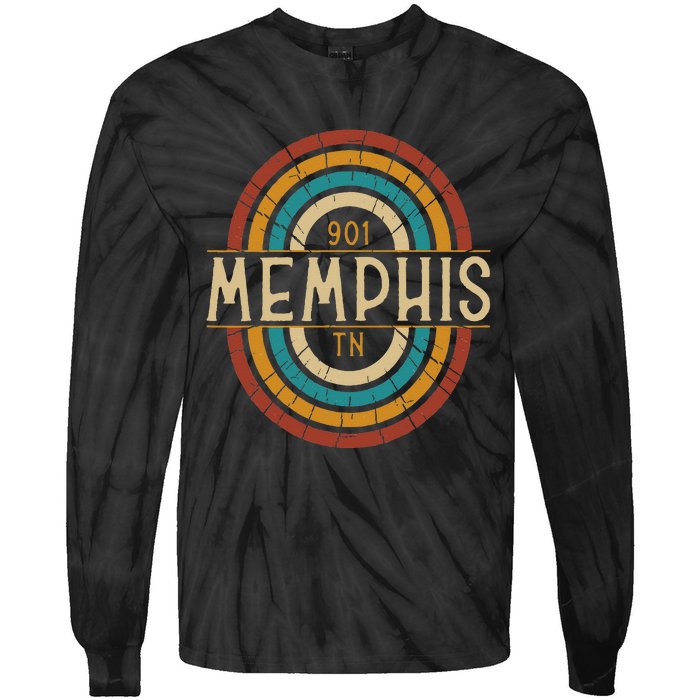 Retro Memphis Area Code 901 Residents State Tennessee Tie-Dye Long Sleeve Shirt