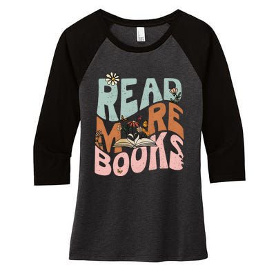 Read More Books Book Lover Bookworm Women's Tri-Blend 3/4-Sleeve Raglan Shirt