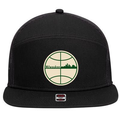 Retro Milwaukee Basketball Home Game Baskeball Fan 7 Panel Mesh Trucker Snapback Hat