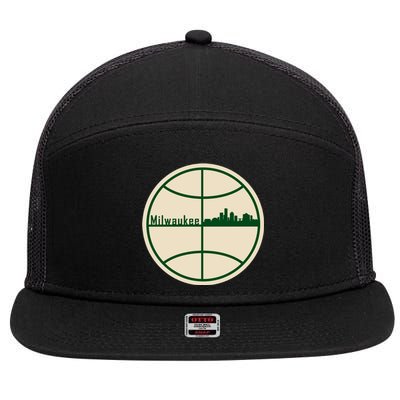 Retro Milwaukee Basketball Home Game Baskeball Fan 7 Panel Mesh Trucker Snapback Hat