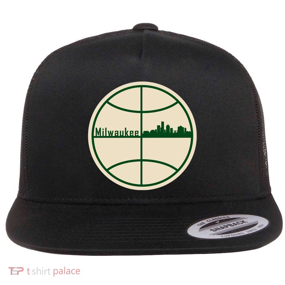 Retro Milwaukee Basketball Home Game Baskeball Fan Flat Bill Trucker Hat