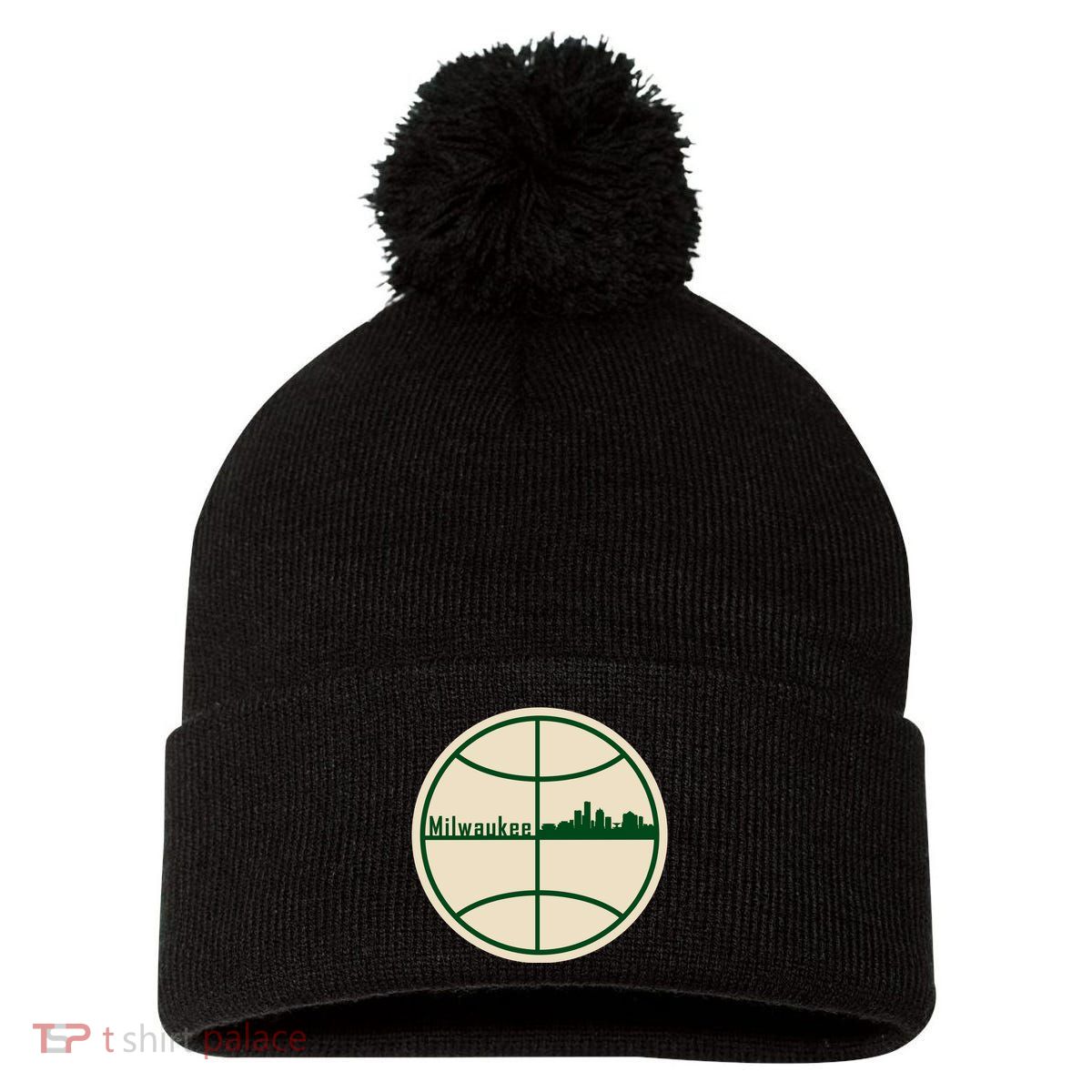 Retro Milwaukee Basketball Home Game Baskeball Fan Pom Pom 12in Knit Beanie