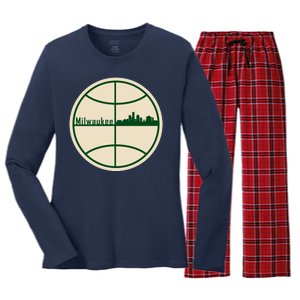 Retro Milwaukee Basketball Home Game Baskeball Fan Women's Long Sleeve Flannel Pajama Set 