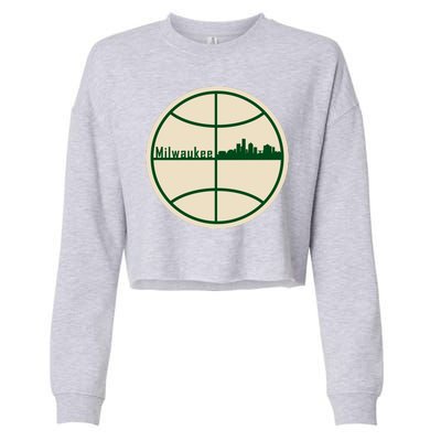 Retro Milwaukee Basketball Home Game Baskeball Fan Cropped Pullover Crew