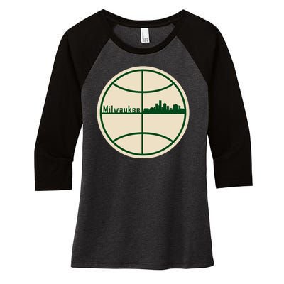 Retro Milwaukee Basketball Home Game Baskeball Fan Women's Tri-Blend 3/4-Sleeve Raglan Shirt