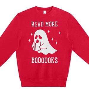 Read More Boooooks Cute Ghost Read More Boooooks Halloween Premium Crewneck Sweatshirt