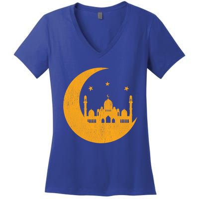 Ramadan Mubarak Blessed Month Muslim Celebrate Islamic Gift Women's V-Neck T-Shirt