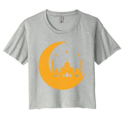 Ramadan Mubarak Blessed Month Muslim Celebrate Islamic Gift Women's Crop Top Tee