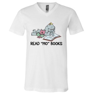 Read Mo Book Piggie Elephant Pigeons Mo It's A Good Day To Read A Book V-Neck T-Shirt