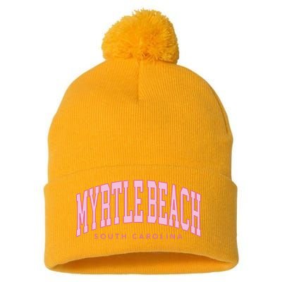 Retro Myrtle Beach South Carolina beach wo summer Pom Pom 12in Knit Beanie