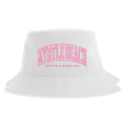 Retro Myrtle Beach South Carolina beach wo summer Sustainable Bucket Hat