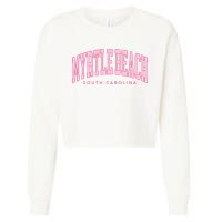 Retro Myrtle Beach South Carolina beach wo summer Cropped Pullover Crew