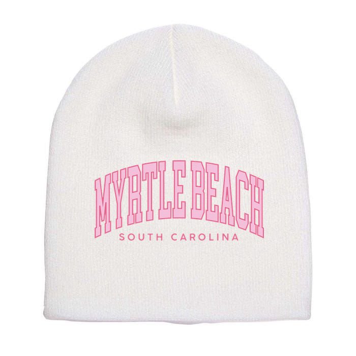 Retro Myrtle Beach South Carolina beach wo summer Short Acrylic Beanie