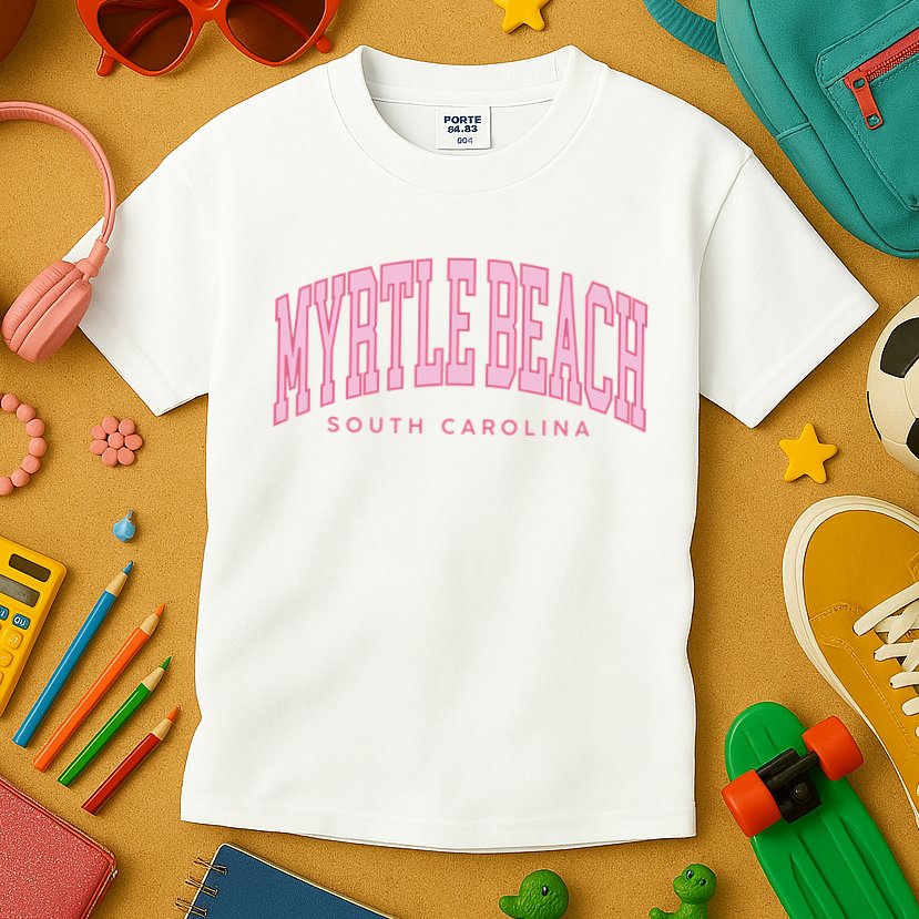 Retro Myrtle Beach South Carolina beach wo summer Kids T-Shirt