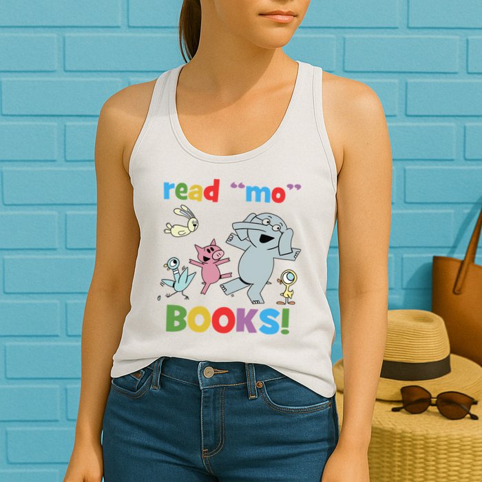 Read Mo Books Read More Books Piggie Elephant Pigeons It's Good Day To Read Book Womens Tank Top