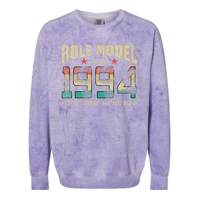 Role Model Born 1994 And The Journey Has Just Begun Birthday Colorblast Crewneck Sweatshirt