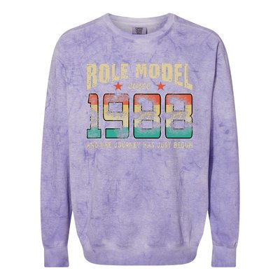 Role Model Born 1988 And The Journey Has Just Begun Birthday Colorblast Crewneck Sweatshirt