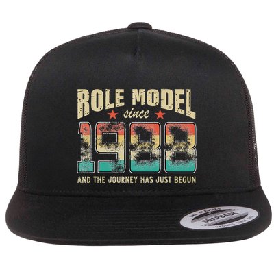 Role Model Born 1988 And The Journey Has Just Begun Birthday Flat Bill Trucker Hat
