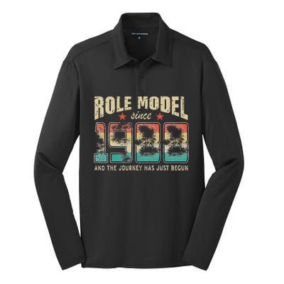 Role Model Born 1988 And The Journey Has Just Begun Birthday Silk Touch Performance Long Sleeve Polo