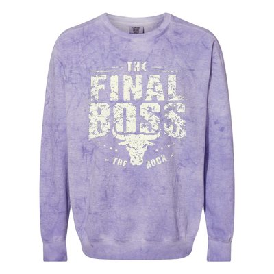 Rock Music Boss Final White Design Fun Music Lover Colorblast Crewneck Sweatshirt