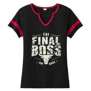 Rock Music Boss Final White Design Fun Music Lover Ladies Halftime Notch Neck Tee