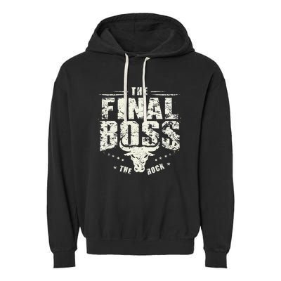 Rock Music Boss Final White Design Fun Music Lover Garment-Dyed Fleece Hoodie