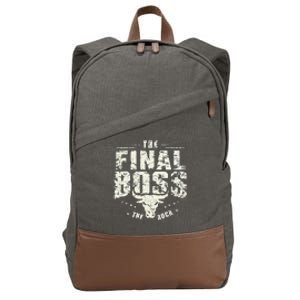 Rock Music Boss Final White Design Fun Music Lover Cotton Canvas Backpack