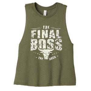 Rock Music Boss Final White Design Fun Music Lover Women's Racerback Cropped Tank