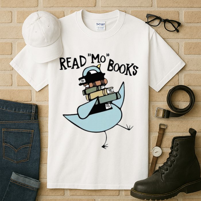Read Mo Books Pigeon Library Reading Books Reader 2024 Tall T-Shirt