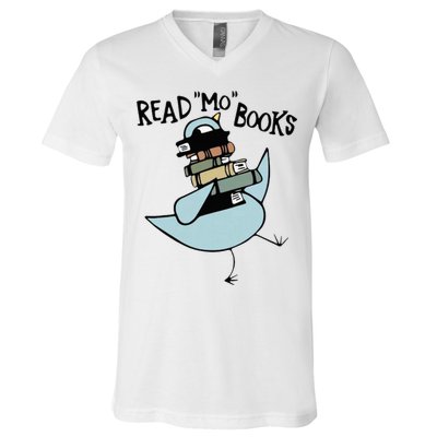 Read Mo Books Pigeon Library Reading Books Reader 2024 V-Neck T-Shirt