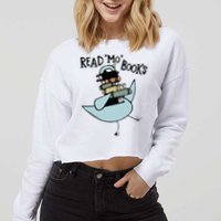 Read Mo Books Pigeon Library Reading Books Reader 2024 Cropped Pullover Crew