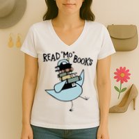 Read Mo Books Pigeon Library Reading Books Reader 2024 Women's V-Neck T-Shirt