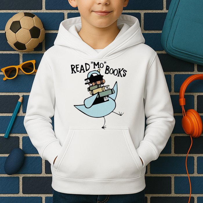 Read Mo Books Pigeon Library Reading Books Reader 2024 Kids Hoodie