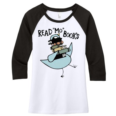 Read Mo Books Pigeon Library Reading Books Reader 2024 Women's Tri-Blend 3/4-Sleeve Raglan Shirt