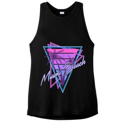 Retro Miami Beach Vintage 80s Beach Souvenir Ladies PosiCharge Tri-Blend Wicking Tank