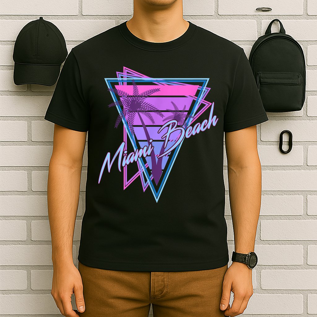 Retro Miami Beach Vintage 80s Beach Souvenir T-Shirt
