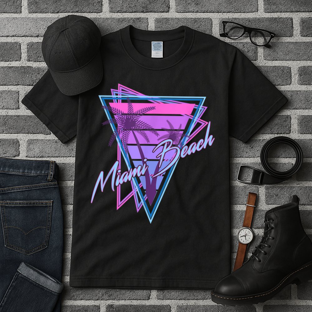 Retro Miami Beach Vintage 80s Beach Souvenir Tall T-Shirt