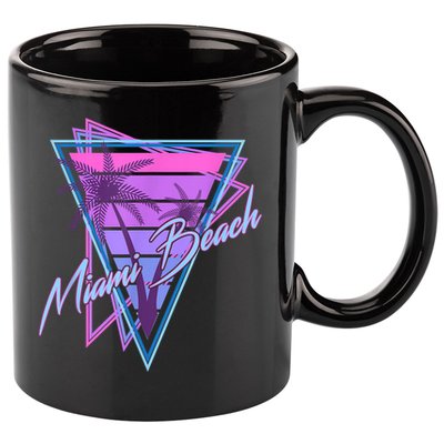 Retro Miami Beach Vintage 80s Beach Souvenir 11oz C Handle Ceramic Mug