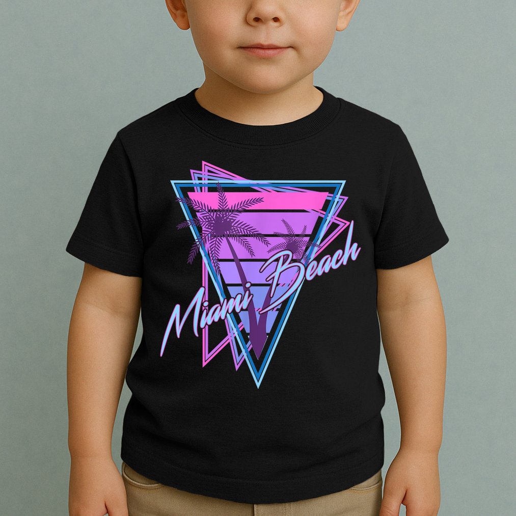 Retro Miami Beach Vintage 80s Beach Souvenir Toddler T-Shirt