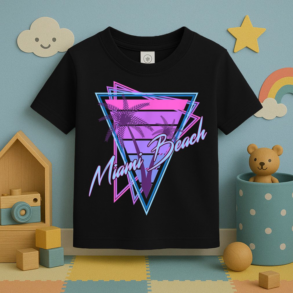 Retro Miami Beach Vintage 80s Beach Souvenir Toddler T-Shirt