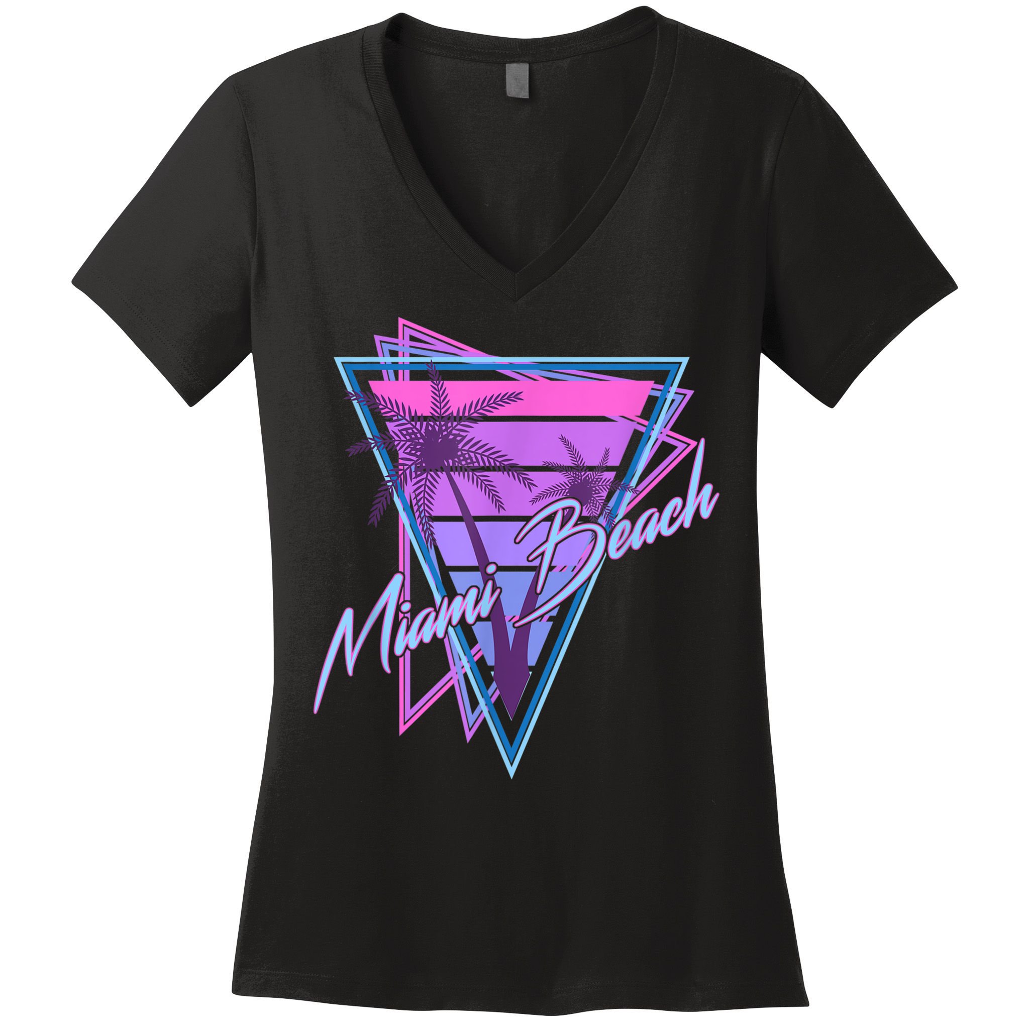 Retro Miami Beach Vintage 80s Beach Souvenir Women's V-Neck T-Shirt