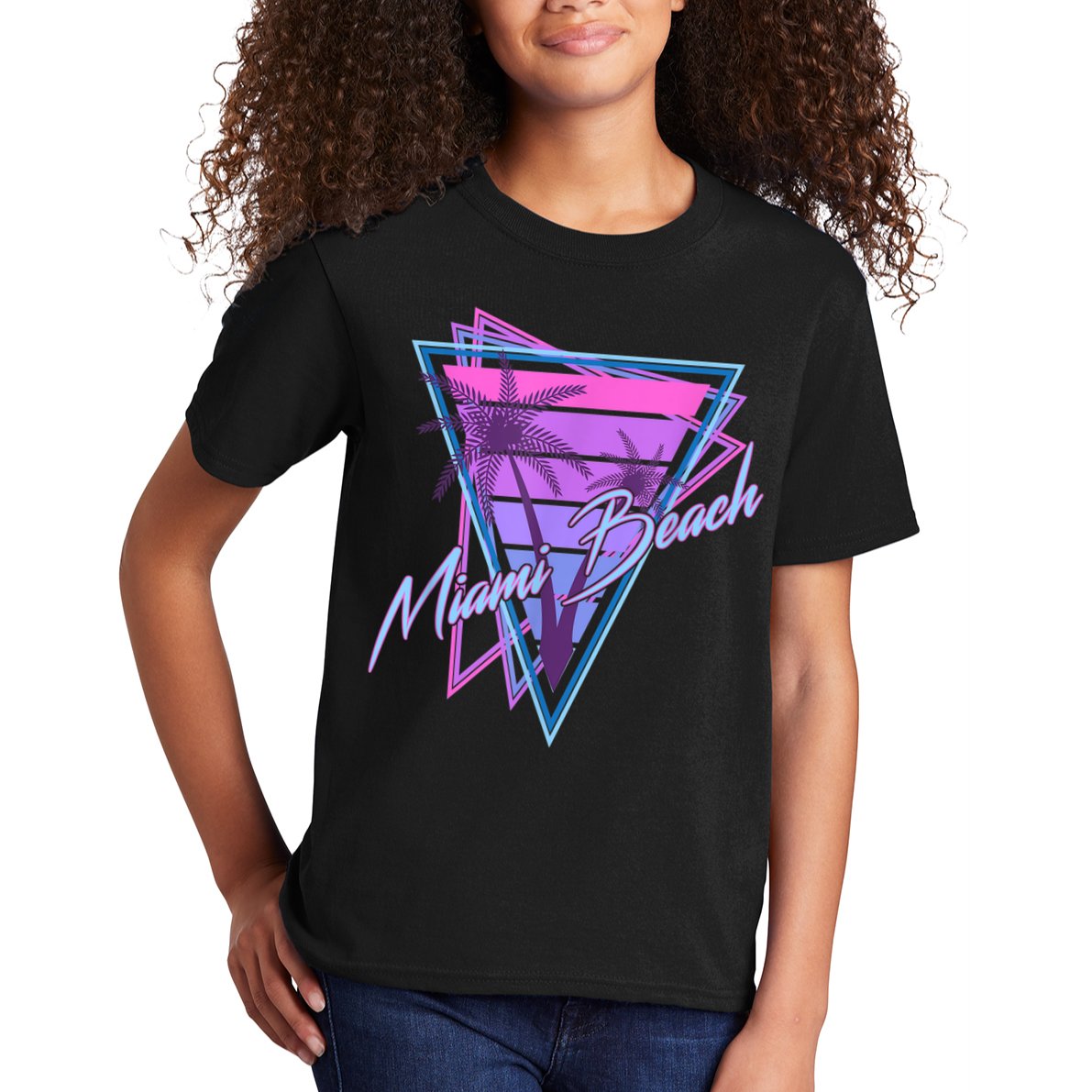 Retro Miami Beach Vintage 80s Beach Souvenir Kids T-Shirt