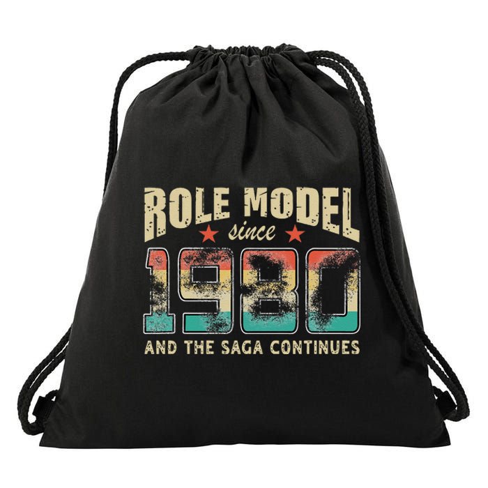 Role Model Born 1980 And The Saga Continues Birthday Drawstring Bag