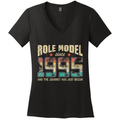 Role Model Born 1995 And The Journey Has Just Begun Birthday Women's V-Neck T-Shirt