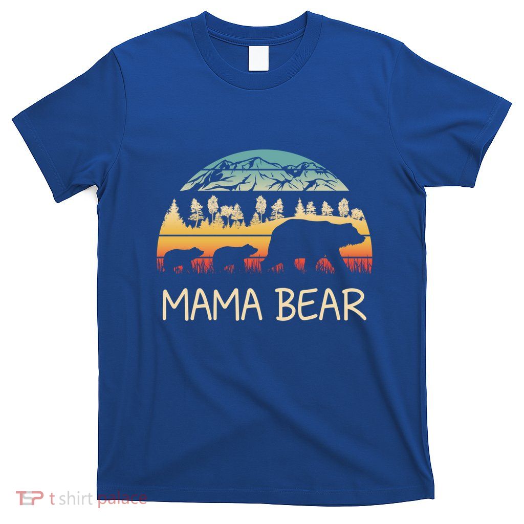 Retro Mama Bear With 2 Cubs Gift T-Shirt