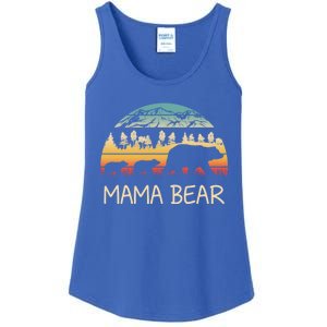 Retro Mama Bear With 2 Cubs Gift Ladies Essential Tank