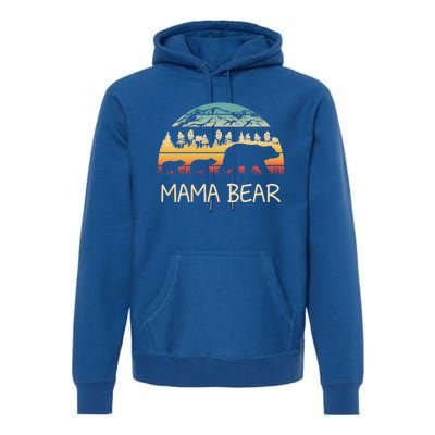 Retro Mama Bear With 2 Cubs Gift Premium Hoodie