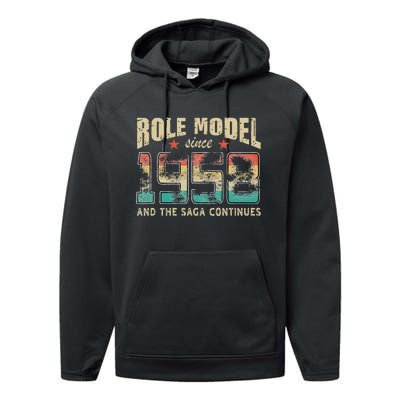 Role Model Born 1958 And The Saga Continues Birthday Performance Fleece Hoodie