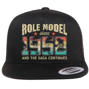 Role Model Born 1958 And The Saga Continues Birthday Flat Bill Trucker Hat