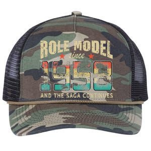 Role Model Born 1958 And The Saga Continues Birthday Retro Rope Trucker Hat Cap